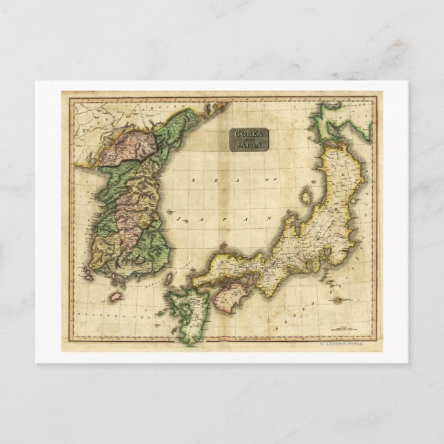 Korea och JapanPanoramic MapKorea och Japan Vykort (Framsida)