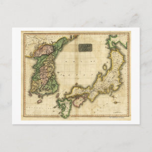 Korea och JapanPanoramic MapKorea och Japan Vykort