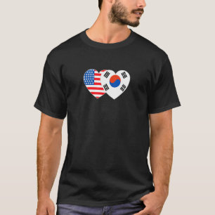 Korea och USA flagga Twin Heart för koreanska amer T Shirt