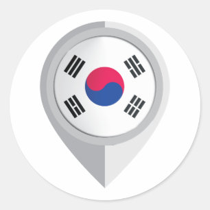 Korea Pin Location-Flagga för din familj som urspr Runt Klistermärke