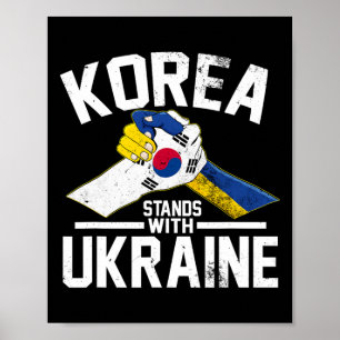 Korea Står Med Ukraina Ukrainsk Koreansk Flagga Te Poster
