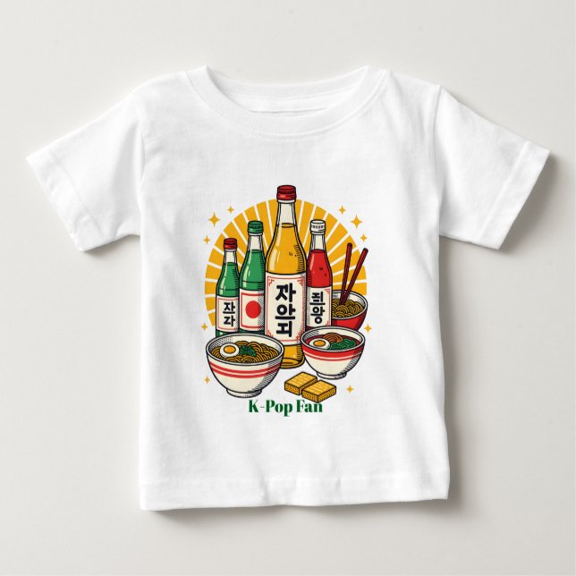 Korean Pop Culture Chest Print T Shirt (Framsida)