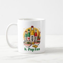 Korean Pop Culture Chest Print T-Shirt Glass Coffe Kaffemugg