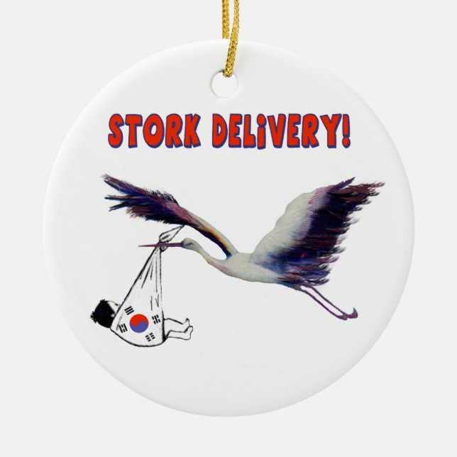 Koreansk adoption - Stork Delivery Julgransprydnad Keramik (Framsidan)