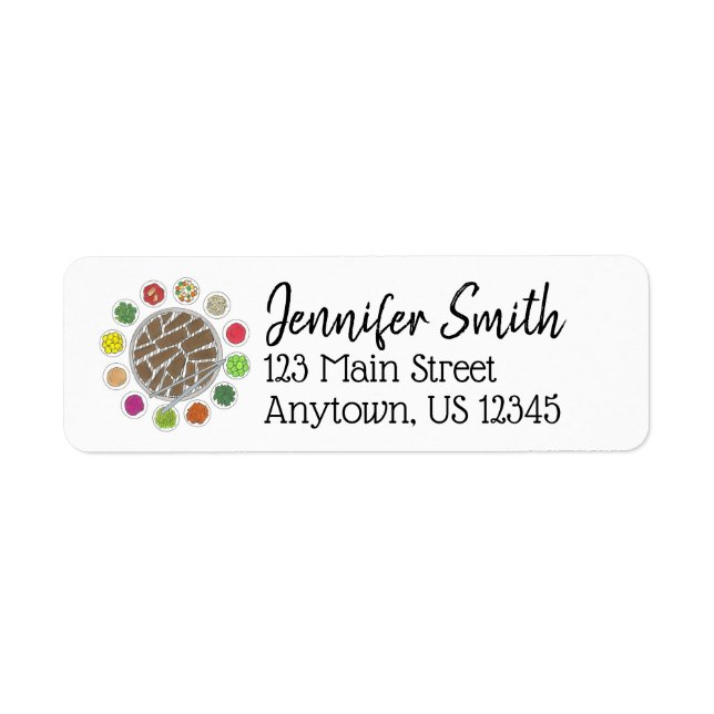 Koreansk BBQ Barbecue Barbeque Food Adress Returadress Etikett (Framsidan)