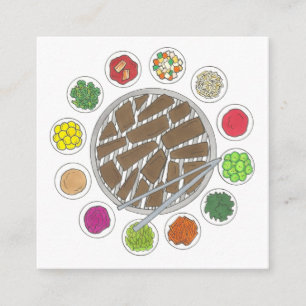 Koreansk BBQ Barbecue Food Restaurant Caterer Chef Fyrkantigt Visitkort