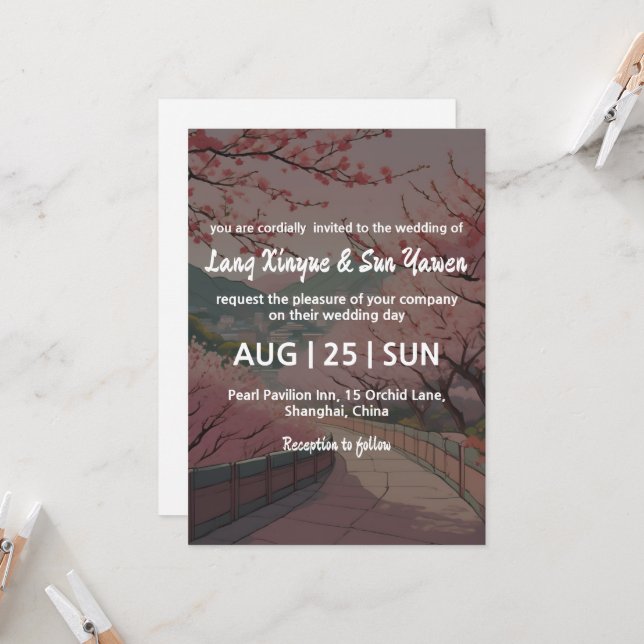 koreansk bröllopsinbjudan inbjudningar (Fram/Back In Situ)