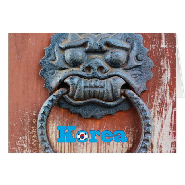 Koreansk Dragon Door Knocker OBS Kort (Framsidan Horizontal)