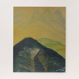 Koreansk Dream Gult Mountain Abstrakt Staircase Pussel
