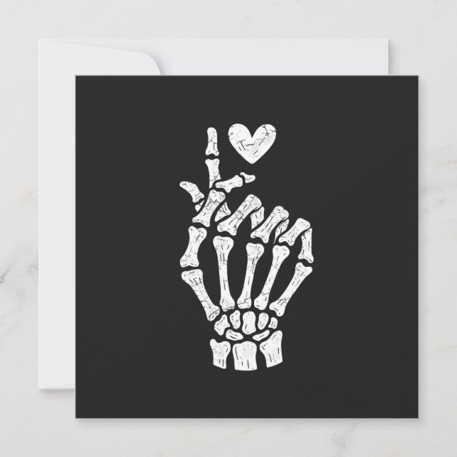 Koreansk Finger Heart Skeleton Hand Kort (Framsida)