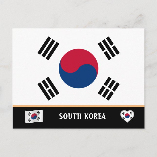 Koreansk flagga & koreansk landsresa / Sydkorea Vykort (Framsida)