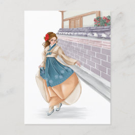 Koreansk flickvarningskort vykort