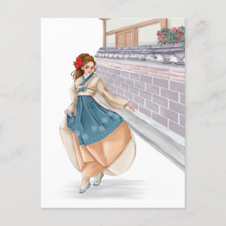 Koreansk flickvarningskort vykort