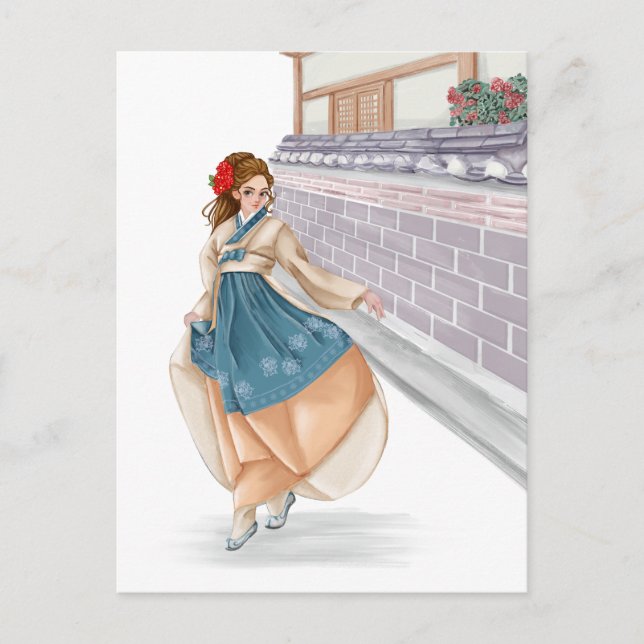 Koreansk flickvarningskort vykort (Framsida)