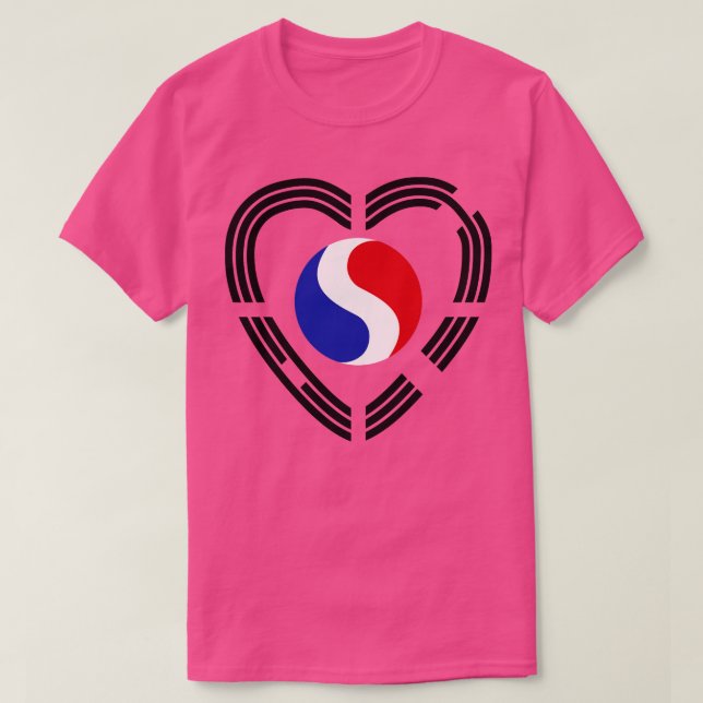 Koreansk Fransk Multinational Patriot Flagga Heart T Shirt (Design framsida)