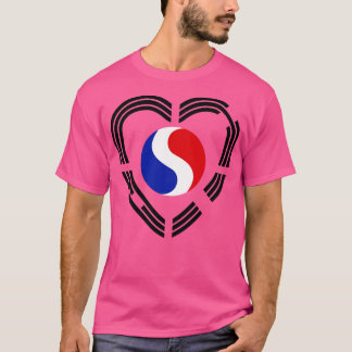 Koreansk Fransk Multinational Patriot Flagga Heart T Shirt