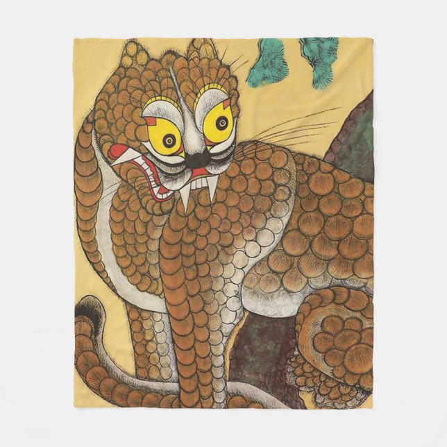 Koreansk ful tigerminhwa fleecefilt (Framsidan)