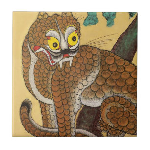 Koreansk ful tigerminhwa kakelplatta