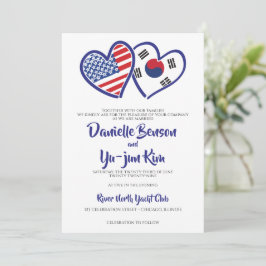 Koreansk Heart Flaggor Bröllop Inbjudningar