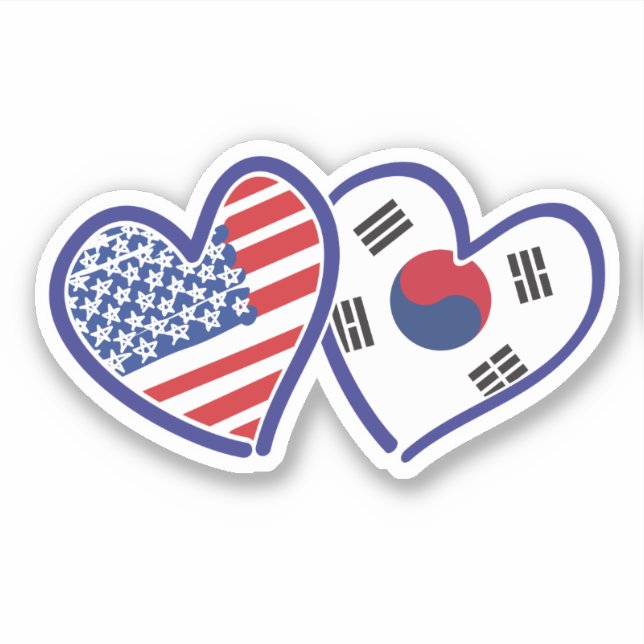 Koreansk Heart Flaggor Klistermärken (Framsida)
