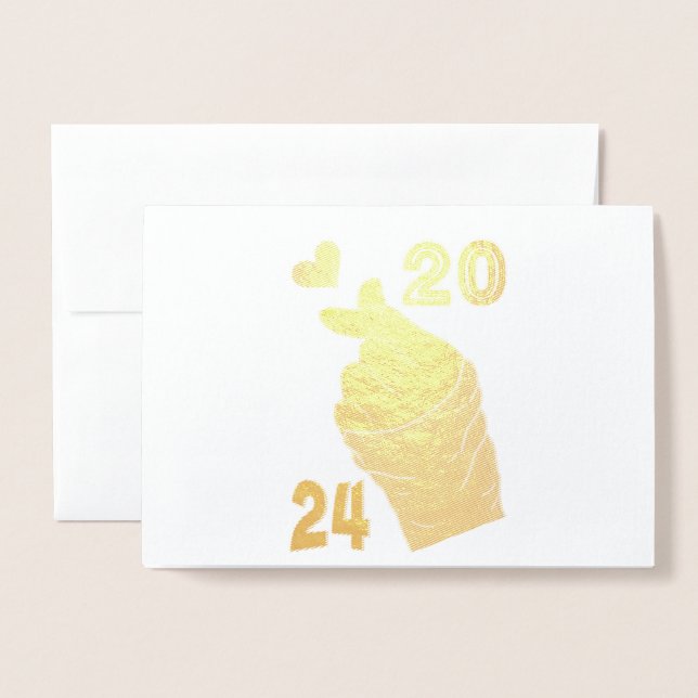 Koreansk Hjarta 2024 Folierat Kort (Framsida med kuvert)