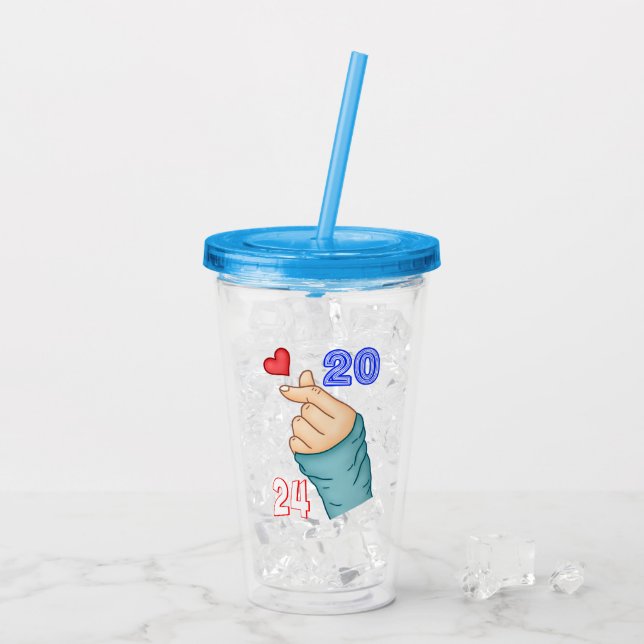 Koreansk hjärta 2024 take away mugg (Baksida Ice)