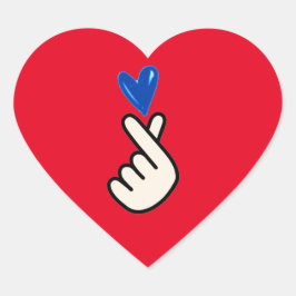 Koreansk K-pop Hand Heart Blue Red Hjärtformat Klistermärke