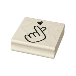 Koreansk K-pop Hand Heart Blue Red Stämpel