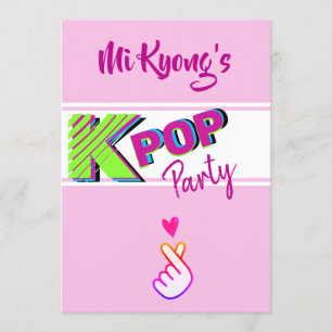 Koreansk K-pop Hand Heart Party Inbjudningar