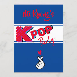 Koreansk K-pop Hand Red Blue Heart Party Inbjudningar