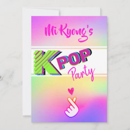 Koreansk K-pop Handhjärta Regnbågsfest  Inbjudningar