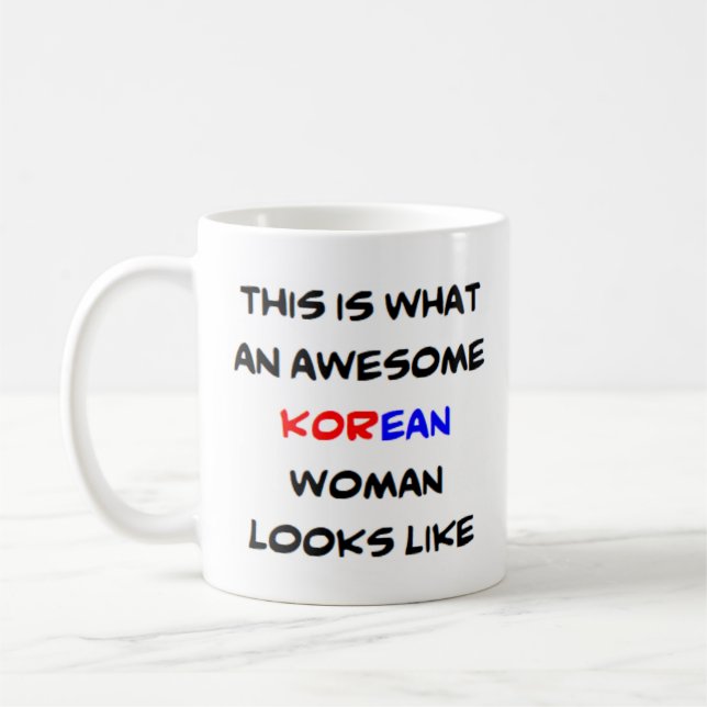 koreansk kvinna, fantastisk kaffemugg (Vänster)