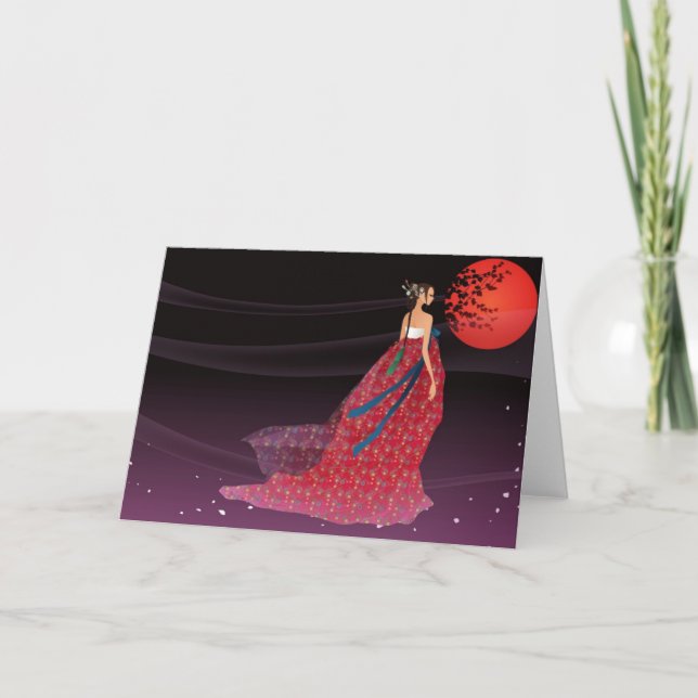 Koreansk kvinna som ha på sig en hanbok kort (Framsida)