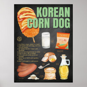 Koreansk Maj Hund Recipe Chalkboard Street Food Ar Poster