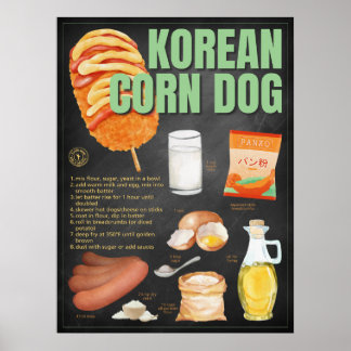 Koreansk Maj Hund Recipe Chalkboard Street Food Ar Poster