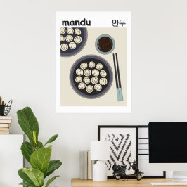 Koreansk Mandu Dumpling Modern Nyår Mat Poster