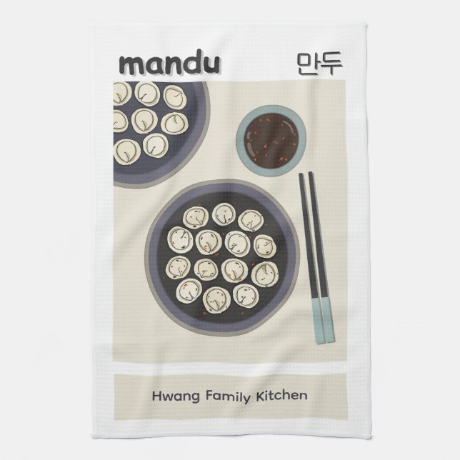 Koreansk Mandu Dumpling Modernt Nyårssnack Kökshandduk (Vertikal)
