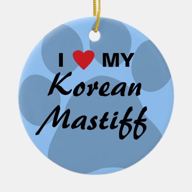 Koreansk MastiffMonogram Julgransprydnad Keramik (Framsidan)