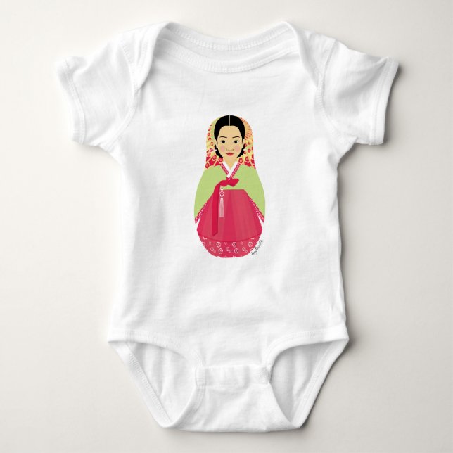 Koreansk Matryoshka Baby Bodykostym T Shirt (Framsida)