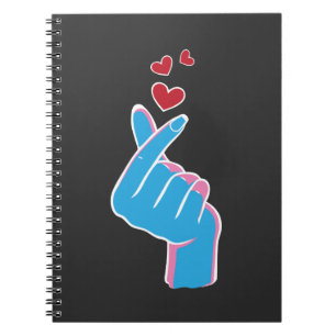 Koreansk Music Finger Heart Kpop Seoul Hallyu Anteckningsbok