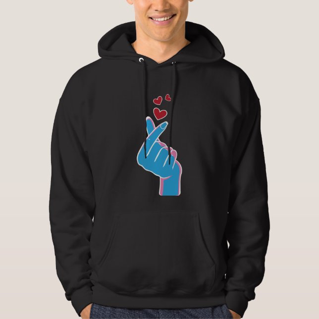 Koreansk musik Finger Heart Kpop Seoul Hallyu Hoodie (Framsida)