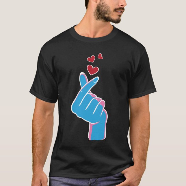 Koreansk musik Finger Heart Kpop Seoul Hallyu T Shirt (Framsida)
