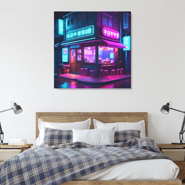 Koreansk neonkafé LoFi-konst  Canvastryck (Insitu (sovrum))