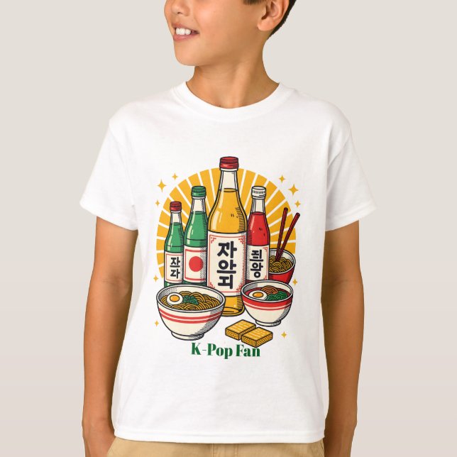 Koreansk Populärkulturell Brösttryck T Shirt (Framsida)