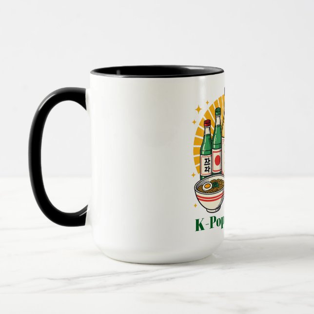 Koreansk Populärkulturell Brösttryck T-Shirt Glas  Mugg (Vänster)
