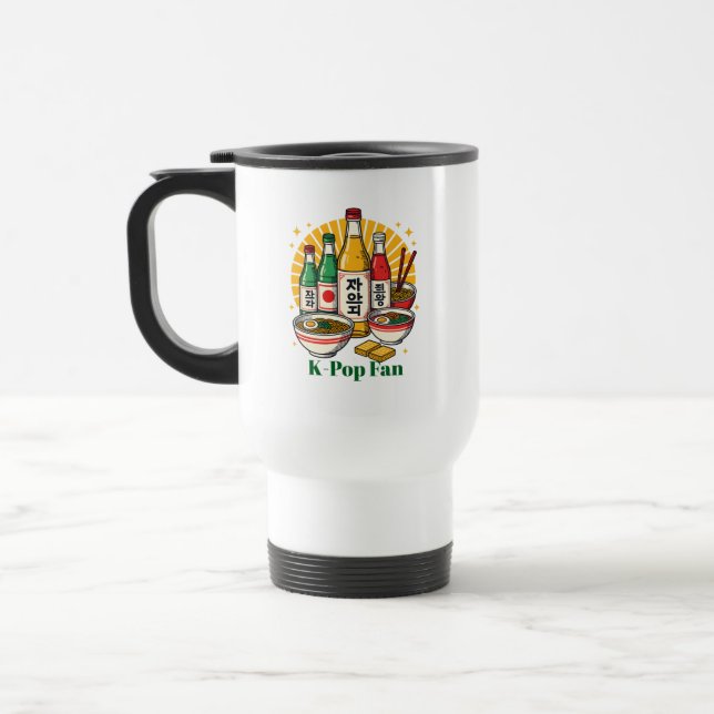 Koreansk Populärkulturell Brösttryck T-Shirt Glas  Resemugg (Vänster)
