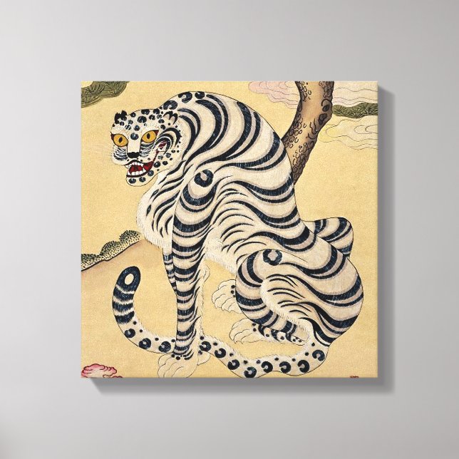 Koreansk randig tiger Minhwa Canvastryck (Framsida)