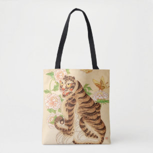 Koreansk randig tiger vintage minhwa tygkasse