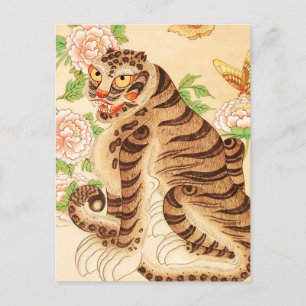 Koreansk Randig Tiger Vintage Minhwa Vykort