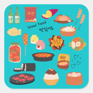 Koreansk SEOULFOOD-etikett Fyrkantigt Klistermärke